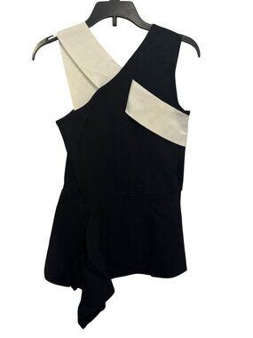 Bar III Black & White Sleeveless Asymmetric Peplum Top XXS